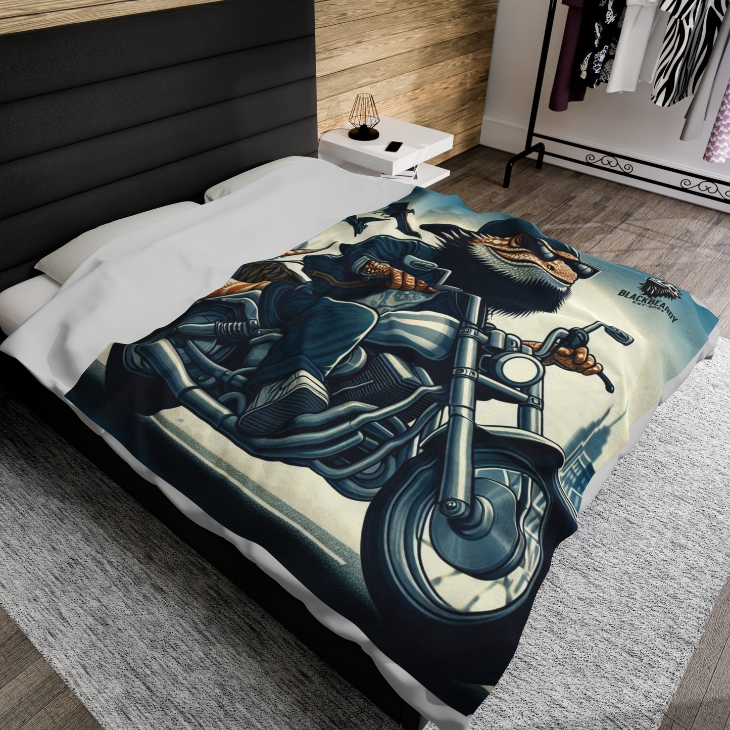 "BlackBeardy Biker" Velveteen Plush Blanket