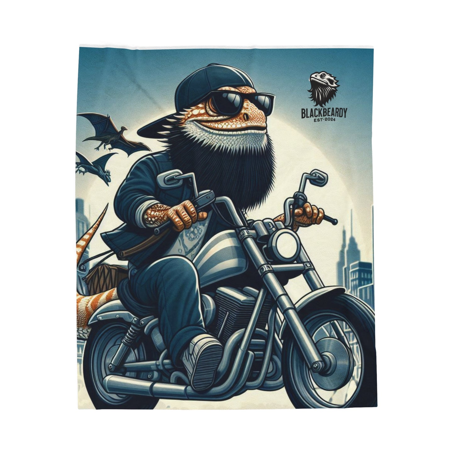 "BlackBeardy Biker" Velveteen Plush Blanket