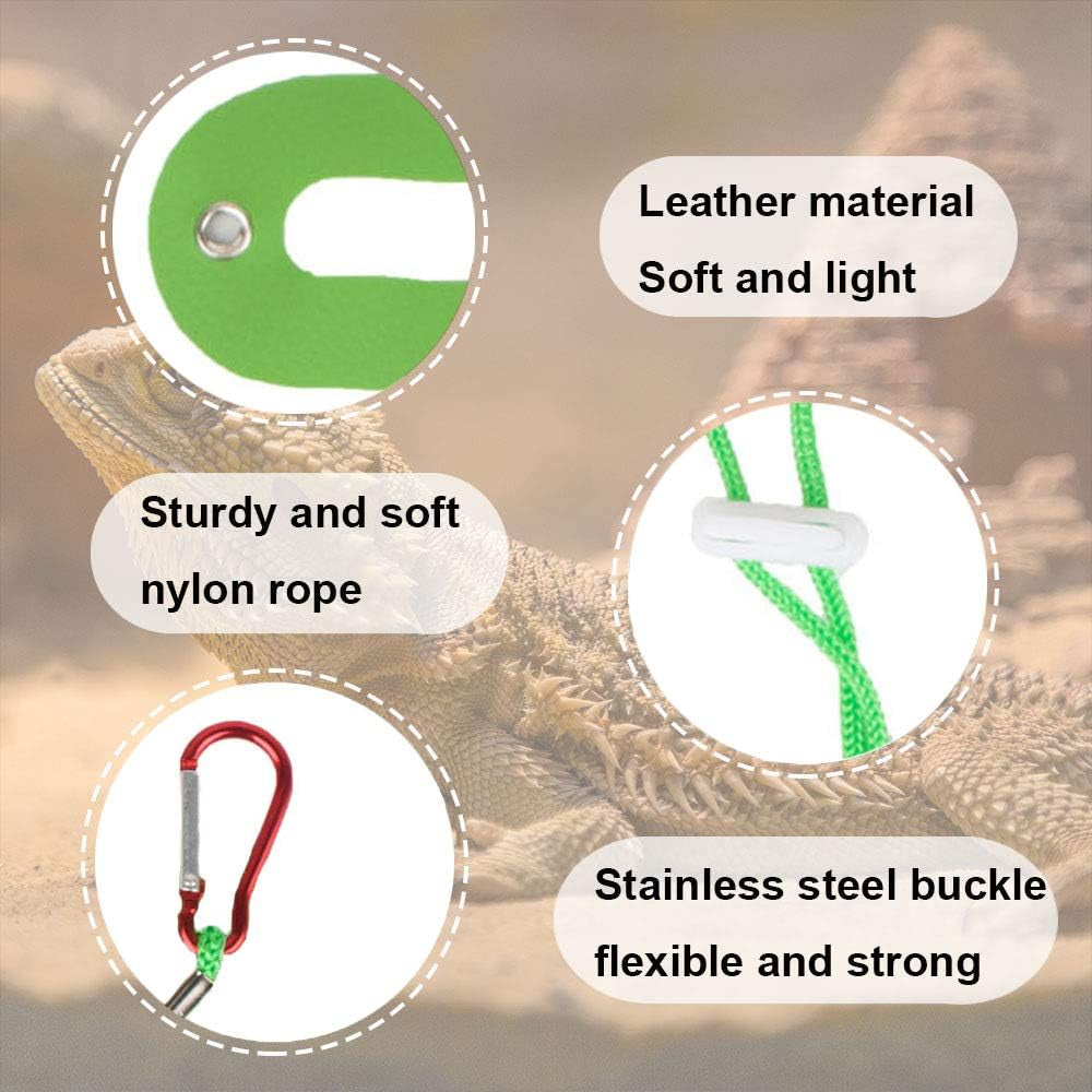 Christmas Bearded Dragon Santa Hat Scarf Lizard Leash Harness Set - Lizard Christmas Costume Christmas Scarf and Hat + 3 Pack Bearded Dragon Harness Leash for Reptile Christmas (Christmas)