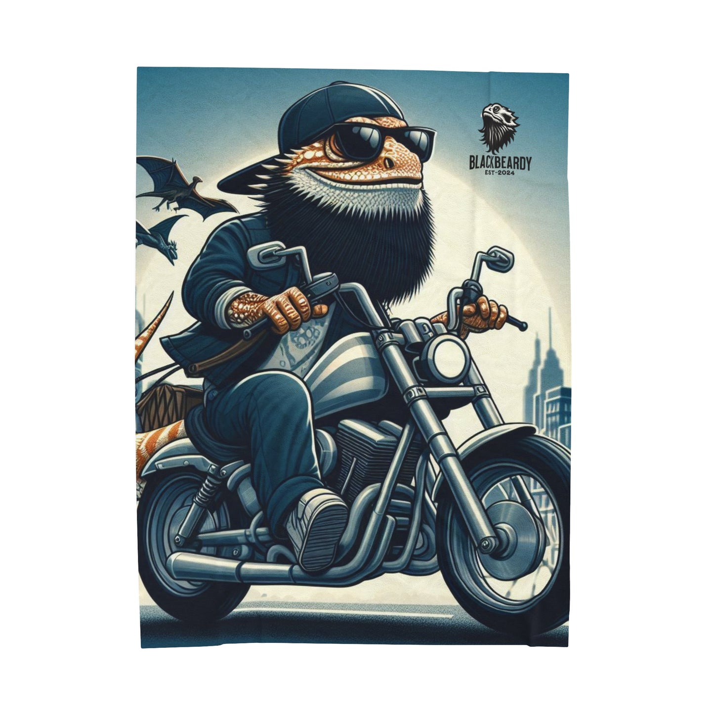 "BlackBeardy Biker" Velveteen Plush Blanket