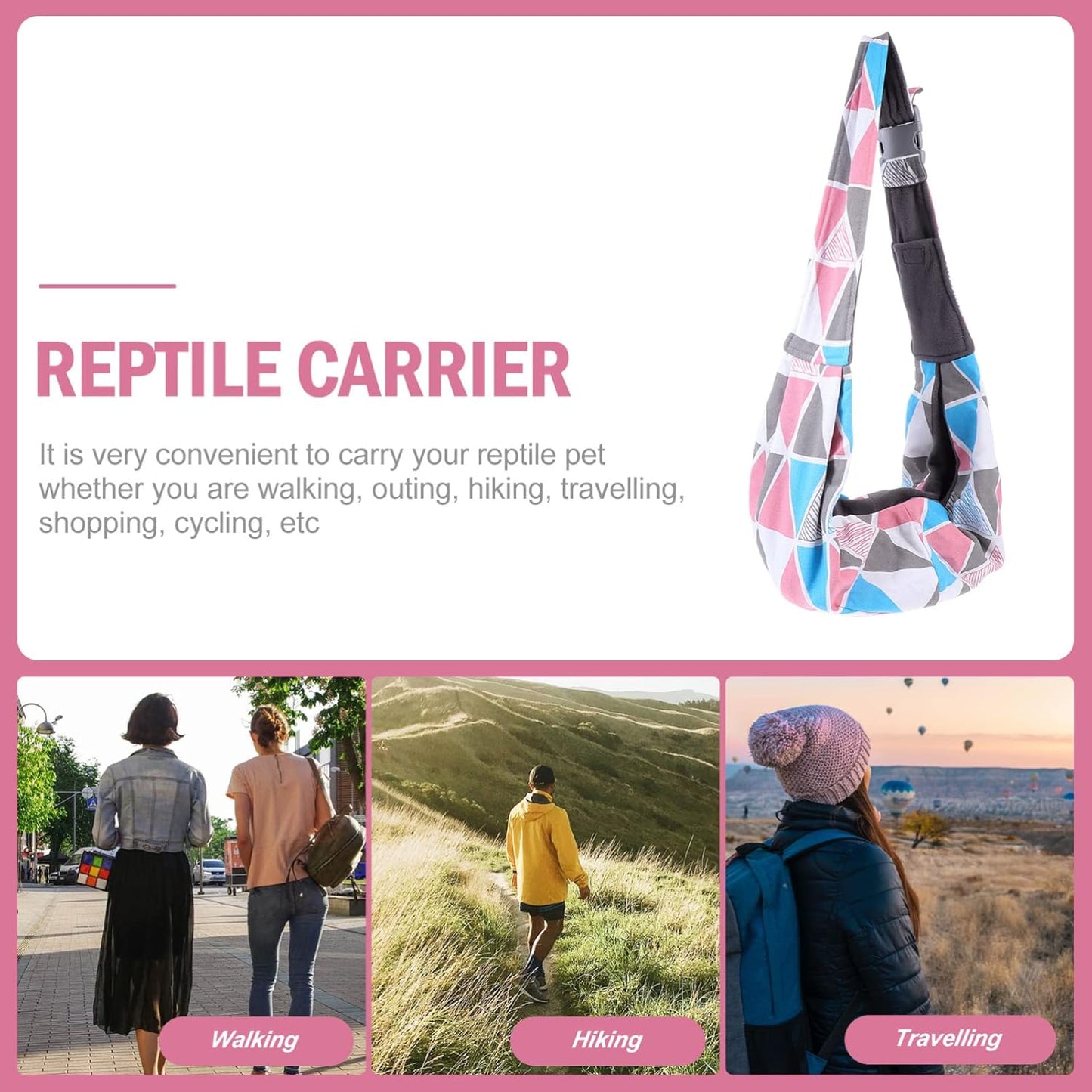 Reptile Carrier Sling Adjustable Bearded Dragon Carrier Bag Pouch Holder for Travel Reptile Small Animals Pets Clothes Tank Accessories