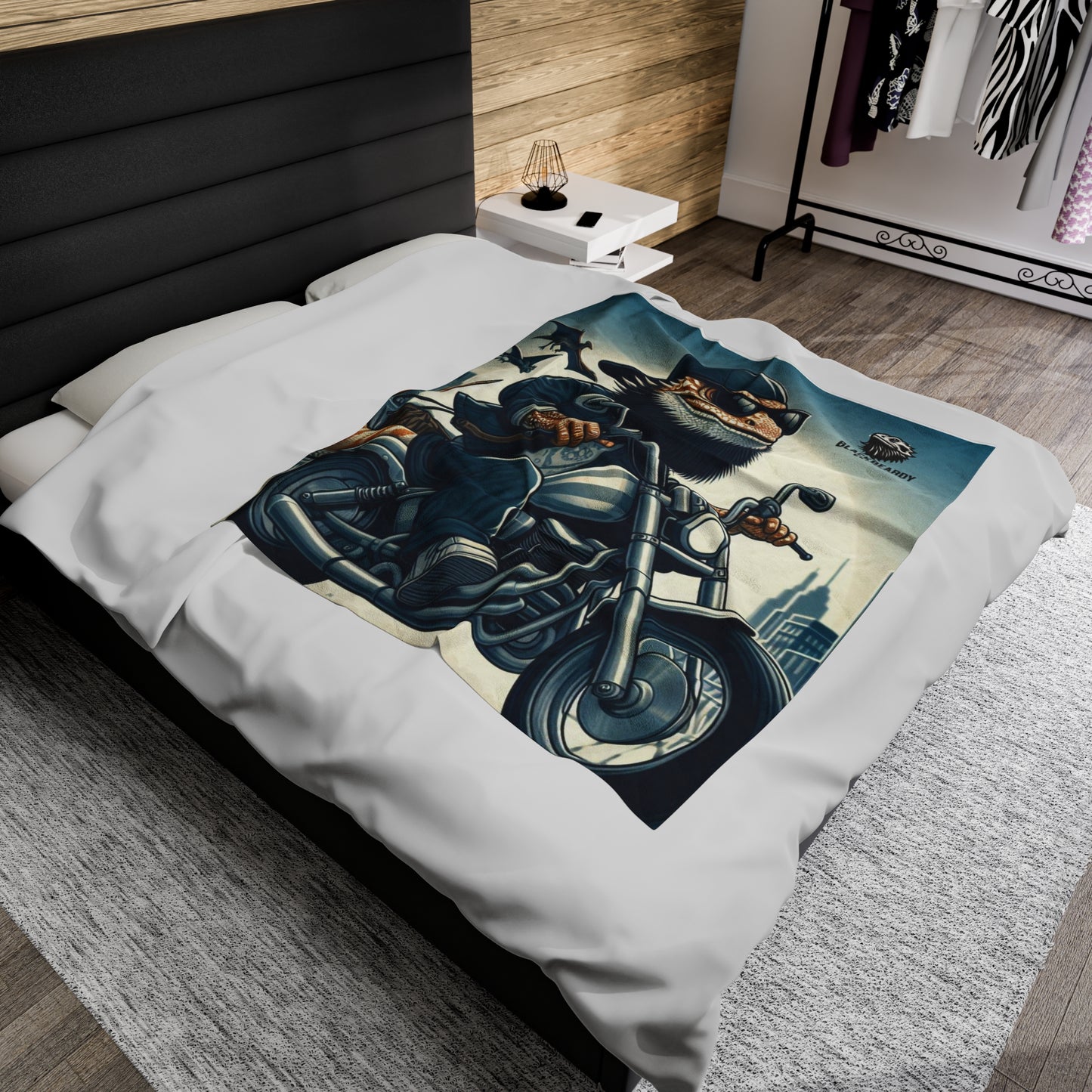 "BlackBeardy Biker" Velveteen Plush Blanket